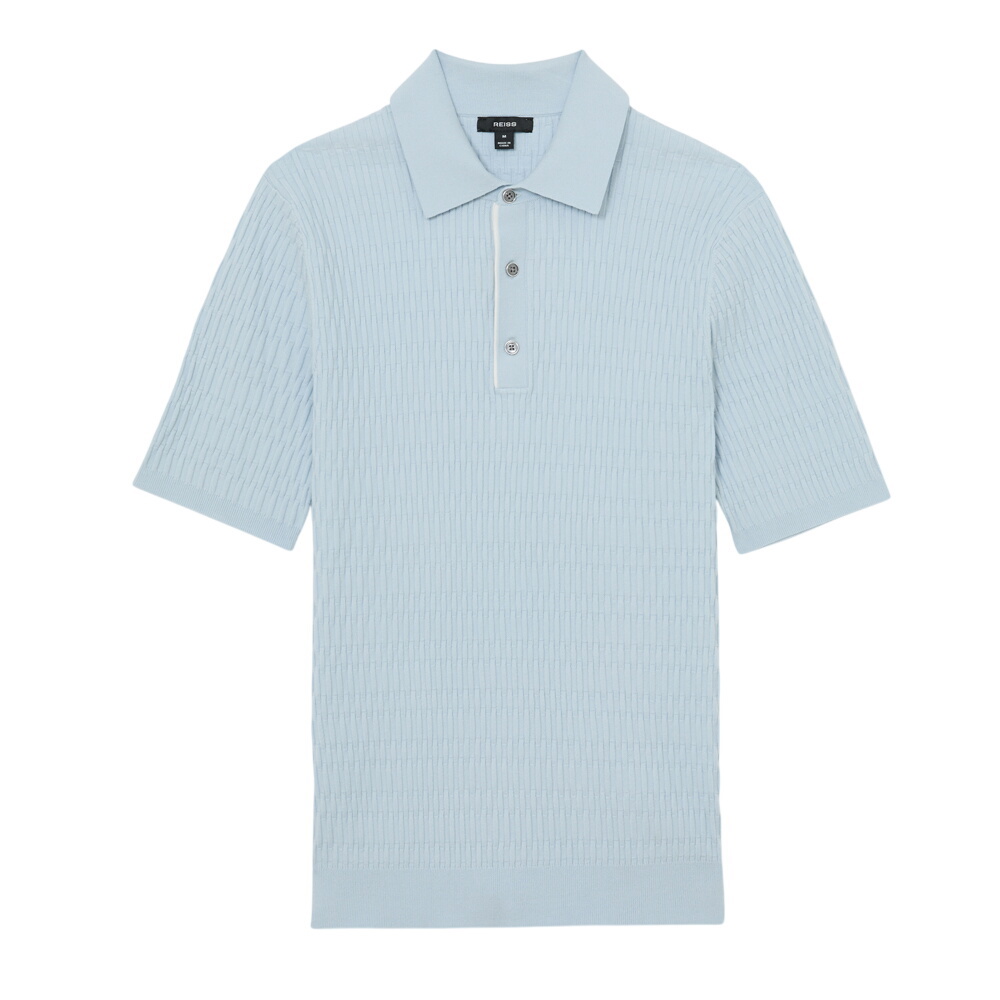 REISS Era Textured-Knit Half-Button Polo Shirt